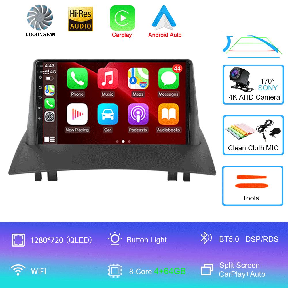 Android 14 2 Din автомобильное радио для Renault Megane 2 2002-2009 Мультимедийный видеоплеер Навигация GPS стерео головное устройство