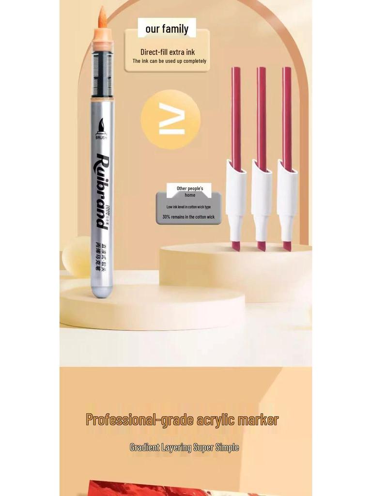 Полупрозрачный акриловый маркер с мягким наконечником для слоев, DIY-арта, детских граффити и рисования в начальной школе.