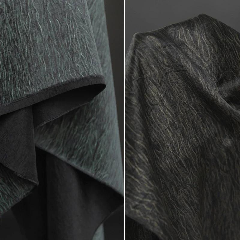 50x145 см ацетатная морщинистая ткань темно-зеленая плиссированная ткань чонсам платье-комбинация дизайнерская одежда своими руками шитье оптовая продажа тканей