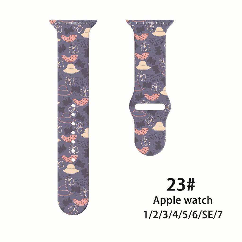 Ремешок Fresh Mori Printed Strap для Apple Watch S10 - мягкий силиконовый спортивный креативный сменный ремешок для iWatch 10/9/8/7/6/5/4/3/2/1/Se/Ultra/Ultra2 49 мм