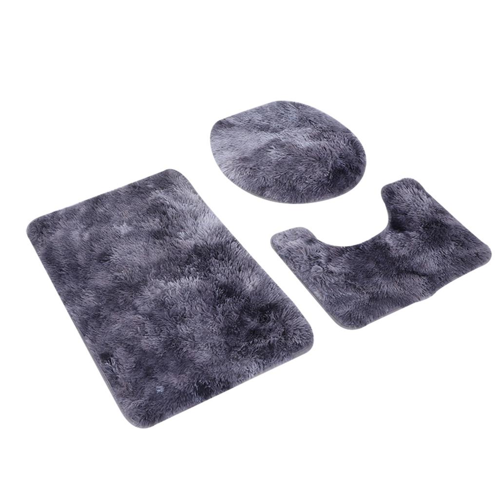 Комплект из 3 ковриков для ванной комнаты, мягкий нескользящий коврик для крышки унитаза, контурный коврик для украшения дома, фиолетовый