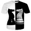 Chess 3D digital printing adult children's casual short-sleeved T-shirt cross-border new adult children's T-shirt supply cartoon