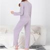 Winter Striped Fleece V-Neck Top Long Pants Loungewear Set Teen Girls
