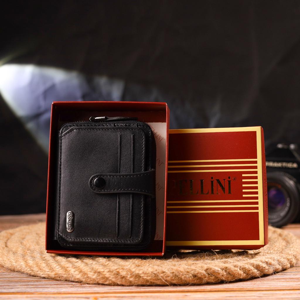 Beautiful Women's Purse Made of Natural Rough Leather CANPELLINI Wallet 21492 Black