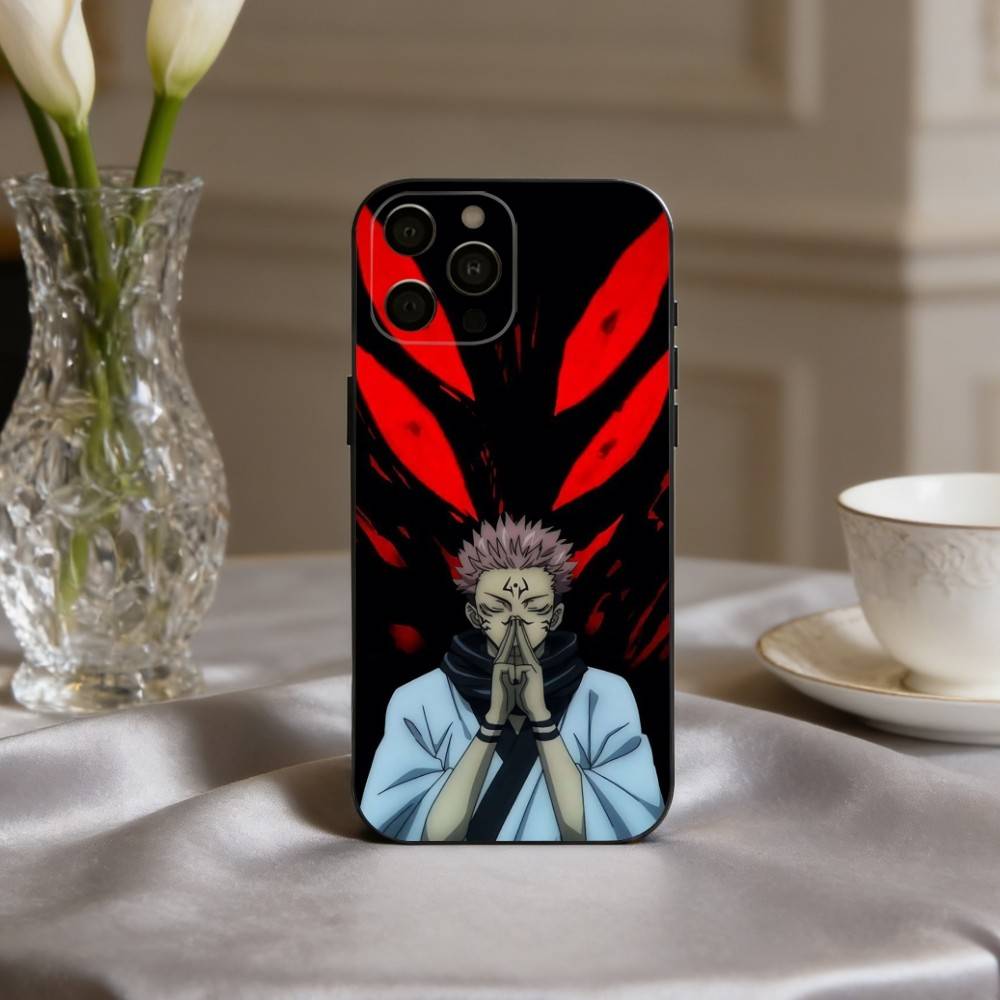 R-Рёмен S-Сукуна J-J-Jujutsu K-Kaisen-N Чехол для телефона для iPhone 17pro,16,15,14,13,12,11 Plus,Pro Max,XS, Мягкий силиконовый черный чехол