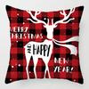 Christmas red and black plaid pillow cover printed cushion cover living room sofa decoration festive letters elk snowflake model
