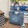 Джинсовая холщовая сумка через плечо Женская большая вместительная сумка для покупок Сумка-тоут Сумка