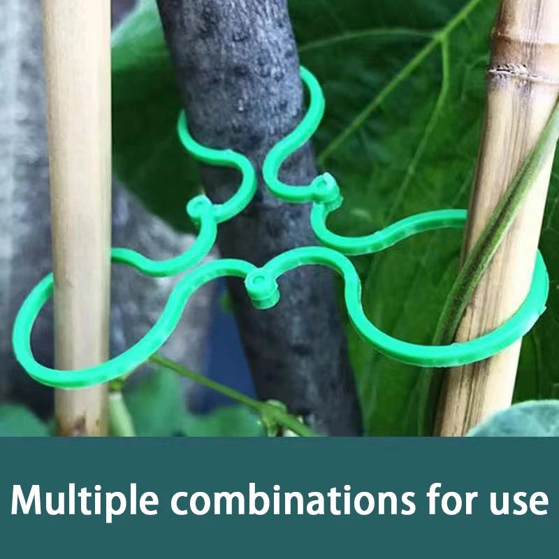 50/150/300Pcs Garden Plant Clips For Vegetable Growing Upright Plant Holder Green Plastic Bundled Ring Garden Stand Vine Support