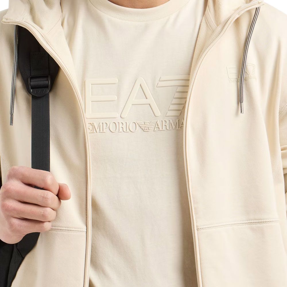 Emporio Armani Ea7 Прозрачная хлопковая футболка с круглым вырезом и коротким рукавом Мужские топы Бежевый 7M000224-AF10375-U1079