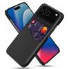 Чехол для iPhone 17 Pro Max из ПУ кожи с тканевой текстурой, жесткая ПК накладка для телефона с держателем для карт