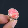 Natural Rhodochrosite Gemstone Solid 925 Sterling Silver Ring Handmade Hammered Design Ring Jewelry Gift For Women & Girls