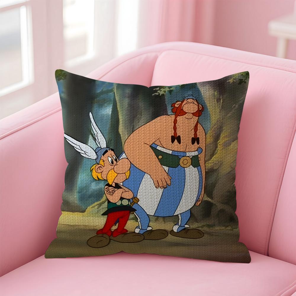 AAsterix And 0Obelix Cushion Cover Natural Linen Pillow Case DoubleSided Print Decorative Sofa Pillowcase Home Decor Gift