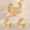 European and American niche personalized metal flower jewelry set ring bracelet bracelet fashion flower jewelry
