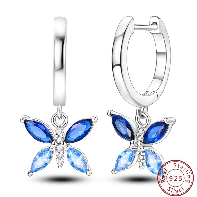 Women's Romantic 925 Silver Snowflake Star Shining Zircon Christmas Winter Earrings Fit Wedding Party Exquisite Jewelry
