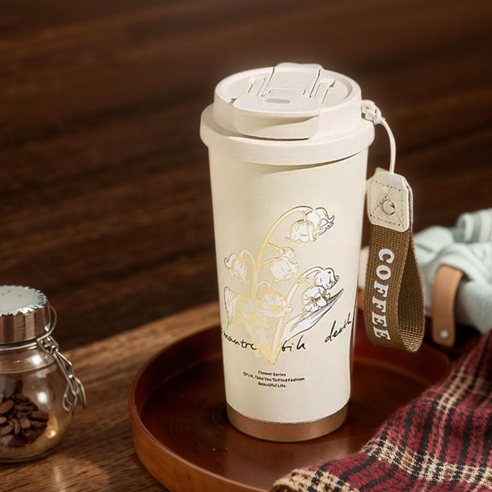 500 мл Кружка-термос Ландыш из нержавеющей стали Кавайный Цветочный Стакан для кофе Термостакан для воды Чашка Подарок для лучшей подруги на день рождения