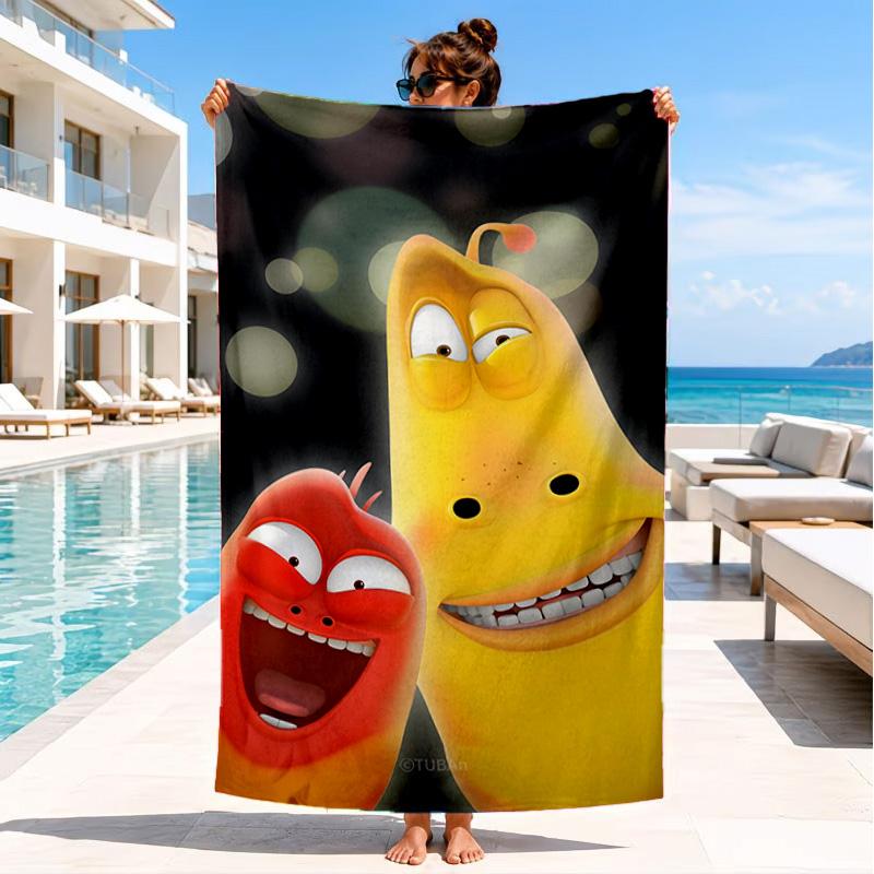 1PC Larva Microfiber Beach Towel, Soft Lightweight And Quick-Dry, Ideal for Summer Travel, Beach Essential, Swimming Pool Gift