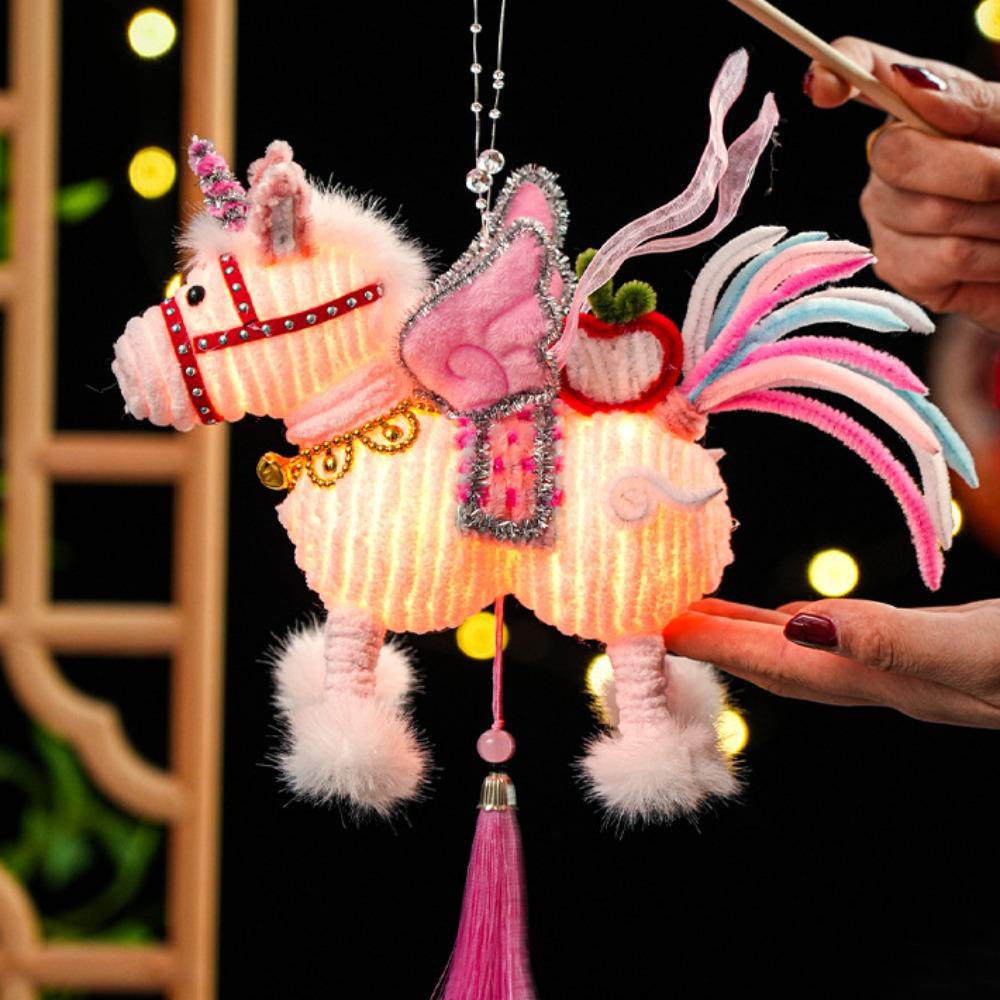 Handmade Luminous Horse Lantern DIY Material Kit Spring Festival Lantern  Living Room Decor