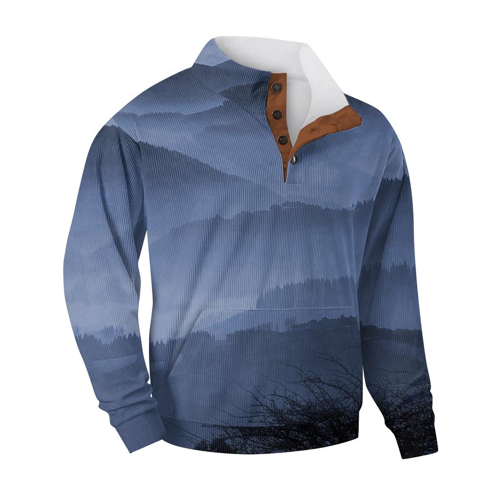 Мужская повседневная толстовка в стиле ретро с градиентным принтом