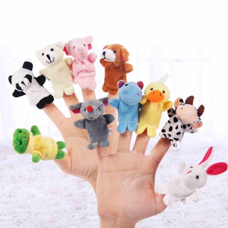 5/10pcs Animal Finger Puppet Mini Plush Toy Cartoon Biological Baby Pretend Telling Story Stuffed Doll Plushies Fans Gift Random