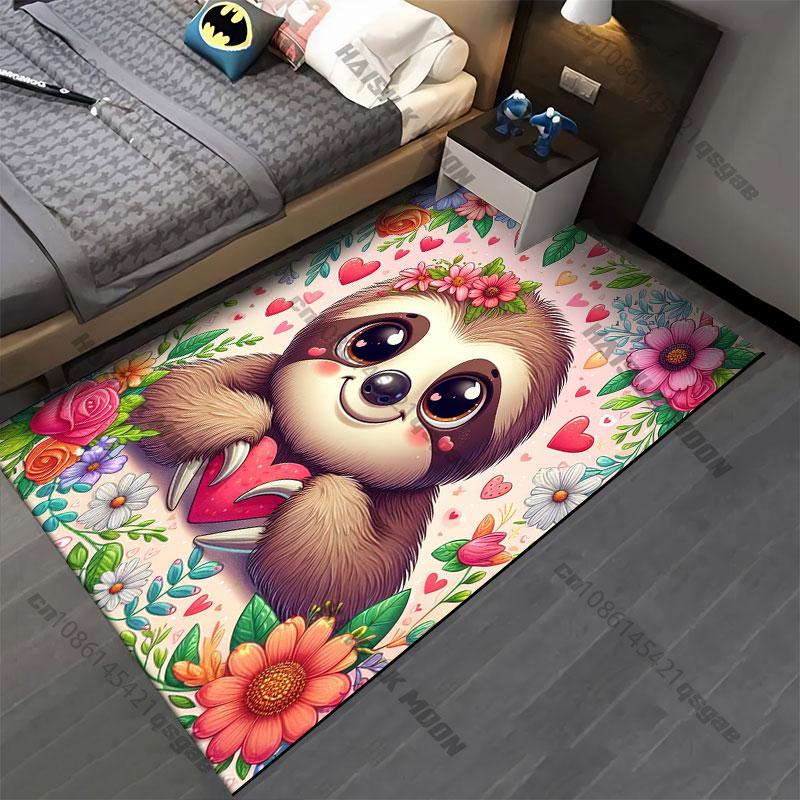 Love nature flowers cute sloth carpet Yoga living room room decor children's crawling mat doormat area rug games mat