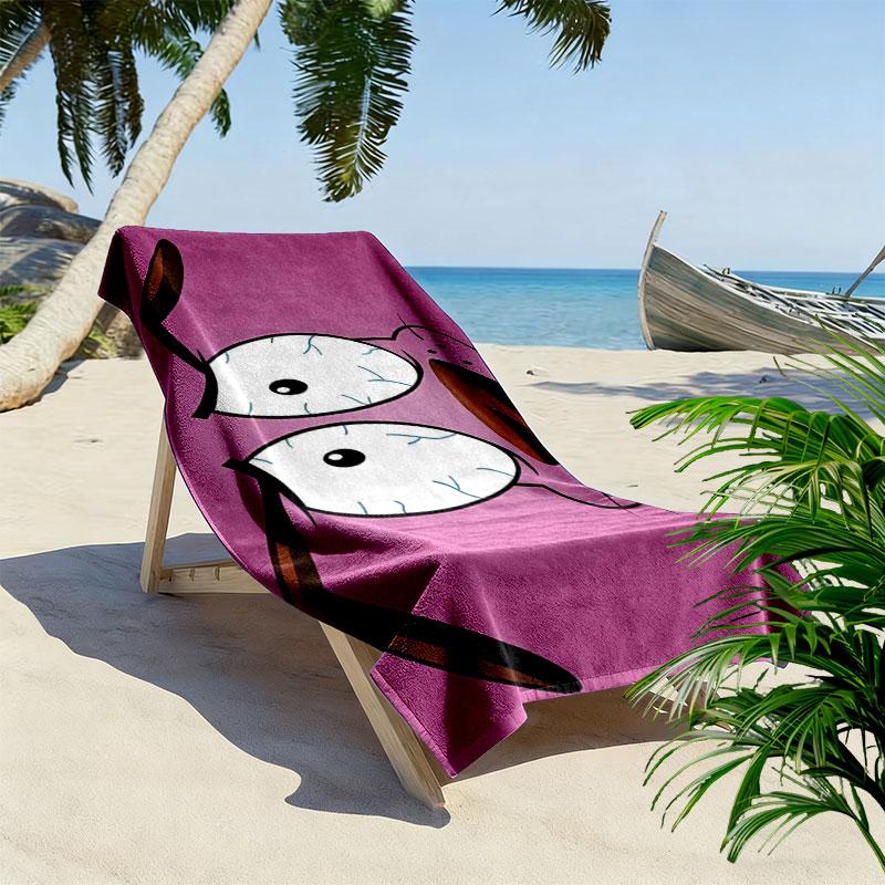 Courage the Cowardly Dog Print Beach Towel, Large Soft Quick Dry Towel for Beach Camping Swimming