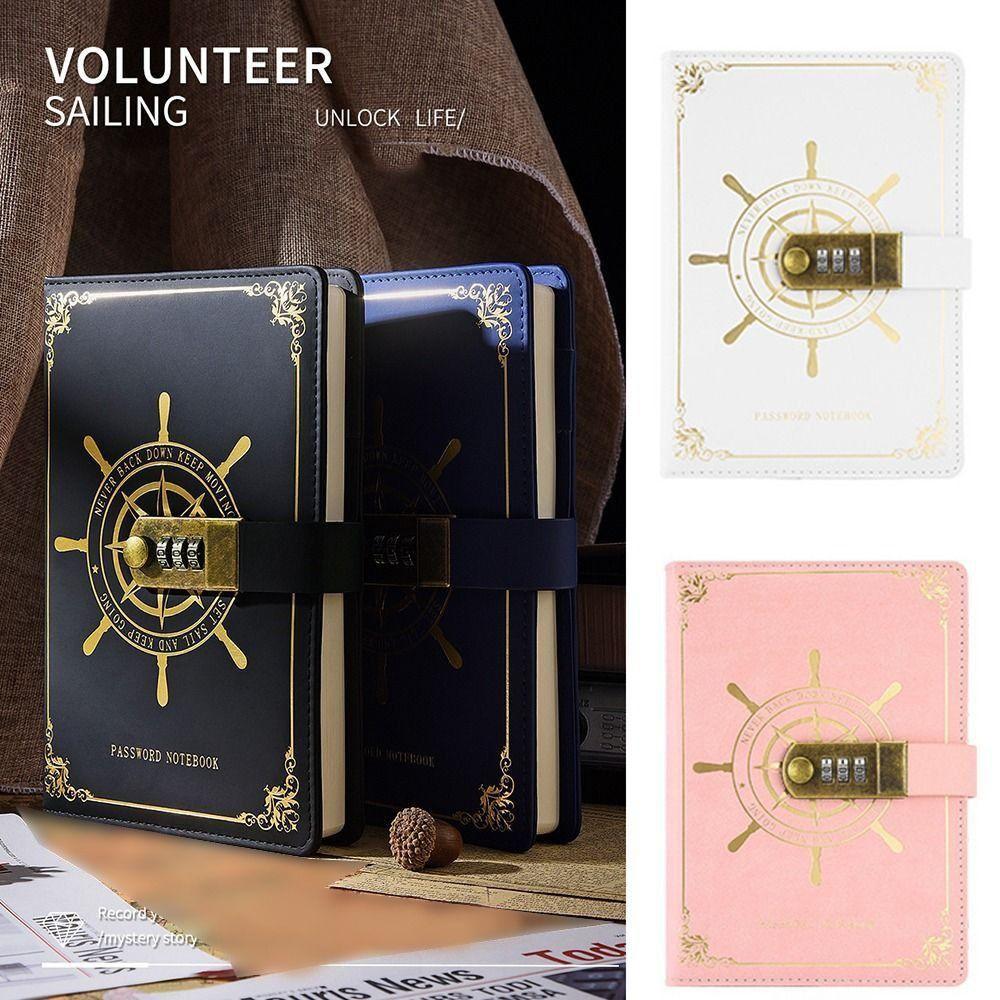 Thicken Diary with Lock Refillable Locked Journal Travel Sailor Password Notebook Boys