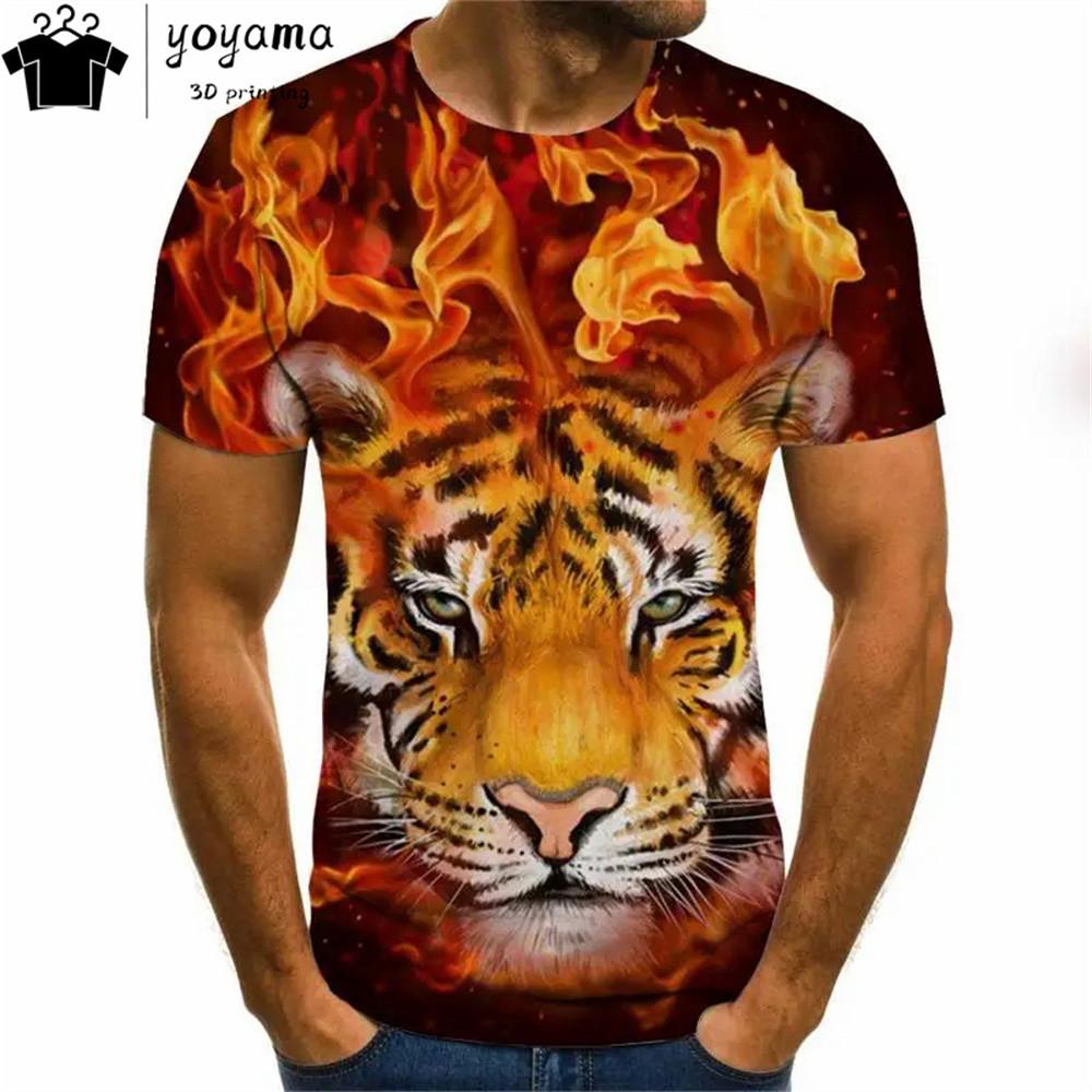 Мужская футболка с 3d принтом тигра, футболки, топы, модная мужская футболка с рисунком животного, уличная одежда большого размера, модная одежда с круглым вырезом