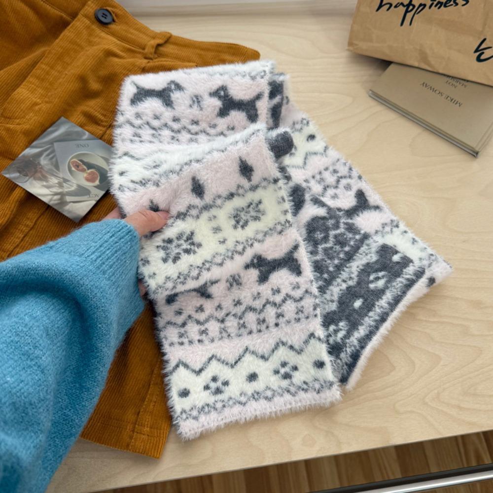 Fair Isle Style Winter Cashmere Scarves Snowflake Wool Shawl Jacquard Knitted Scarf Autumn Winter