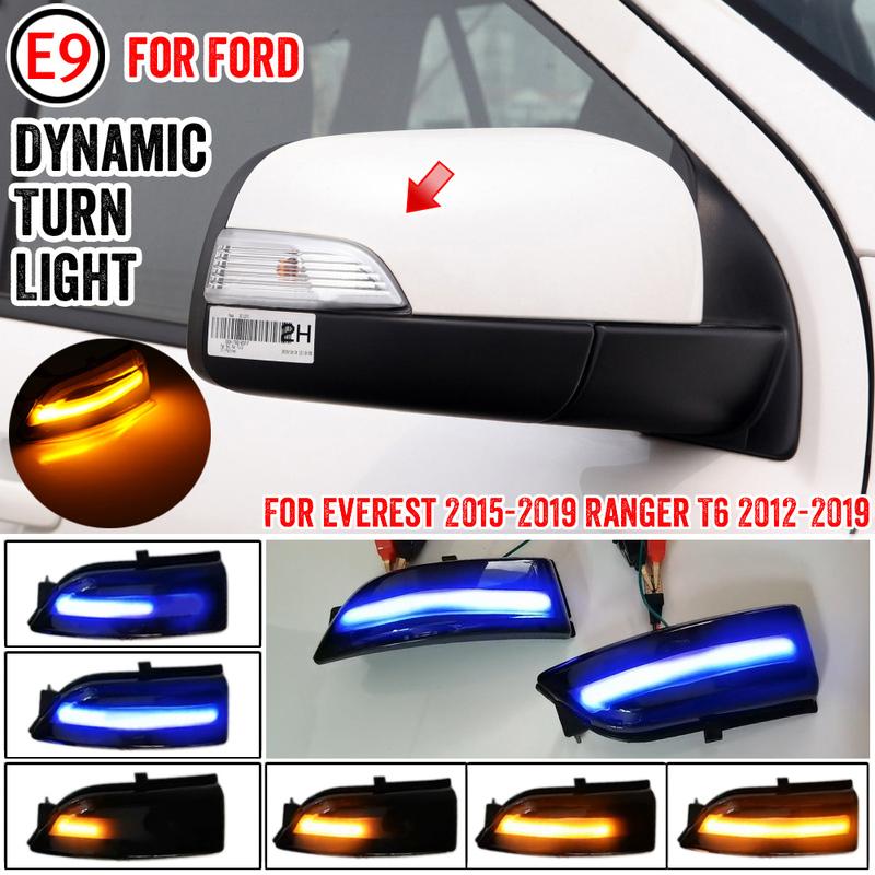 2pcs Dynamic Sequential Blinker Amber LED Side Mirror Turn Signal Light For Ford Ranger T6 2012-2019 Raptor & Wildtrak Everest