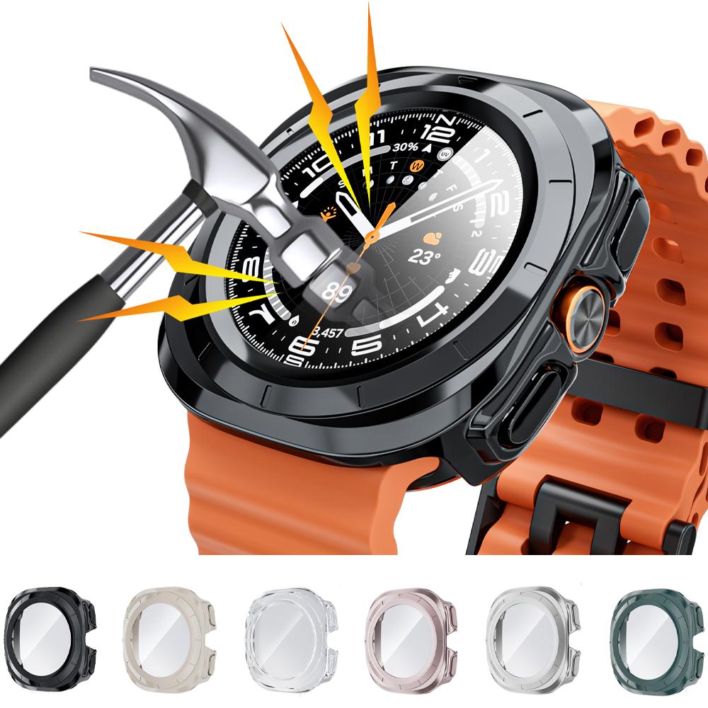 Чехол для Samsung Galaxy Watch Ultra 47 мм аксессуары Закаленное стекло Защита экрана Жесткий бампер из ПК Galaxy Watch 7 8 ultra Чехол