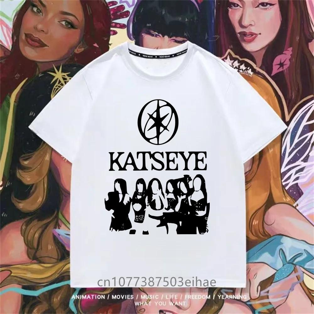 KATSEYE Girls Inspired Graphic TShirt Cute Korean Pop Group Print with KATSEYE Lettering Member Photos Breathable Summer Top