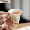 2pc/lot Hand Drawn Tulip Handle Thin Body Teacup Zen Tea Bowl Tea Cup Set Tea-tasting Smelling Cup Jianzhan Master Cups Cha 40ml