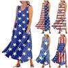 Женское повседневное удобное хлопковое платье с карманами без рукавов и принтом ко Дню независимости