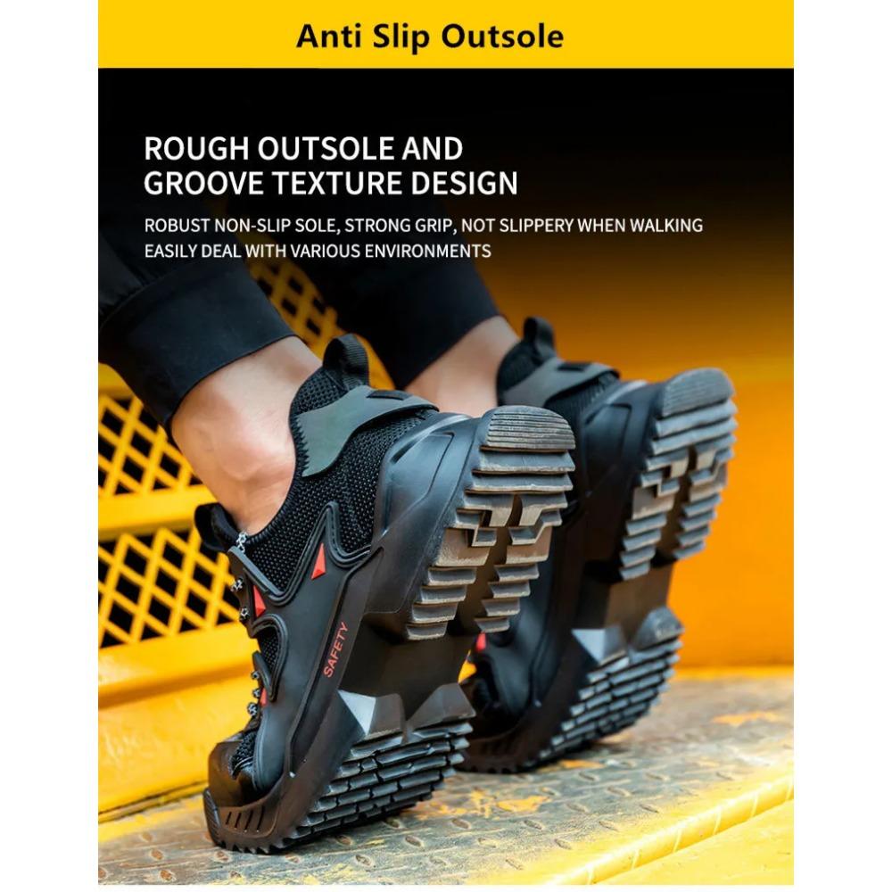 Summer Work Shoes Anti Puncture Breathable Safety Shoes Anti Slip Lightweight Work Shoes Steel Toe Sneakers Men Security Shoes