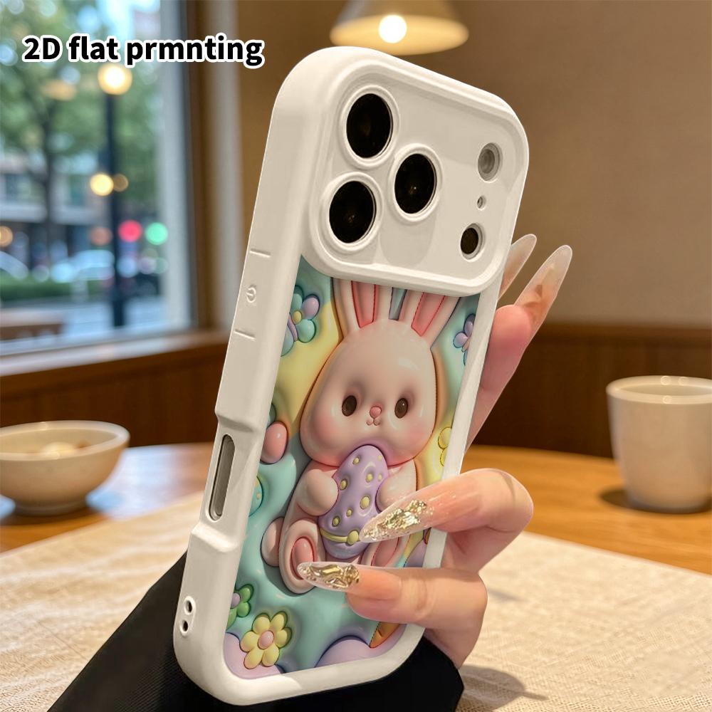 Phone case: 2D flat design, suitable for iPhone 18 17 16 15 14 13 Pro protective case, featuring a cute Easter egg bunny, perfect Christmas and Hallow