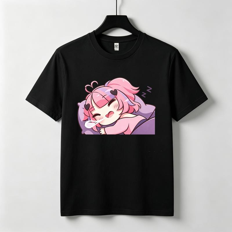 Vintage Kawaii Anime Ironmouse VTuber T Shirt Summer Short Sleeve Fashion Cotton Tee Oversized Casual Streetwear Otaku Fan Gift Unisex Y2k Top