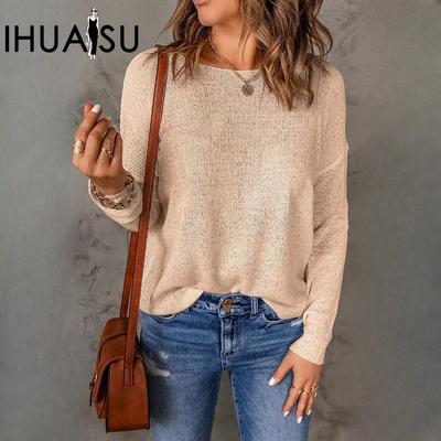 Осенне-зимний свитер с длинными рукавами, женский повседневный универсальный свитер с круглым вырезом, топы