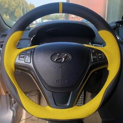 Для Hyundai Genesis Coupe 2010-2016 Rohens Coupe 2009 ручной шов Черно-желтая кожаная оплетка на руль автомобиля
