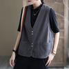 Vest Women's Spring and Autumn New Style Women's Commuting Solid Color Cotton Pocket Fashionable Retro Shoulder Jacket