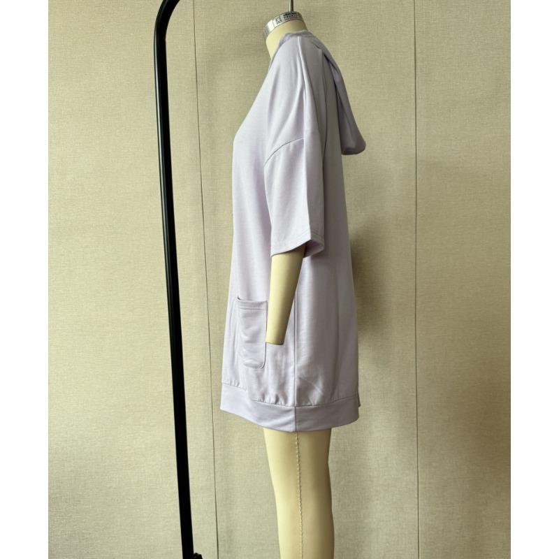 Loose Hooded Solid Color Casual Sweatshirt Dress For Women