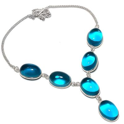 Ювелирные изделия из серебра 925 пробы с голубым топазом Swiss Blue Topaz Gemstone, ожерелье 18 дюймов