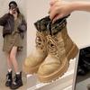 Fashion 2024 New Thick-soled Women's Boots Fashion Trend Motorcycle Boots Autumn Casual Lace-up High-top Ankle Fashion Boots