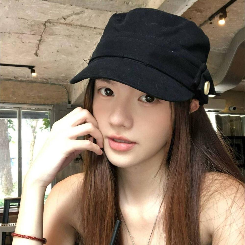 Cotton Flat Cap Button Retro Painter Hat Casual Equestrian Hat Autumn