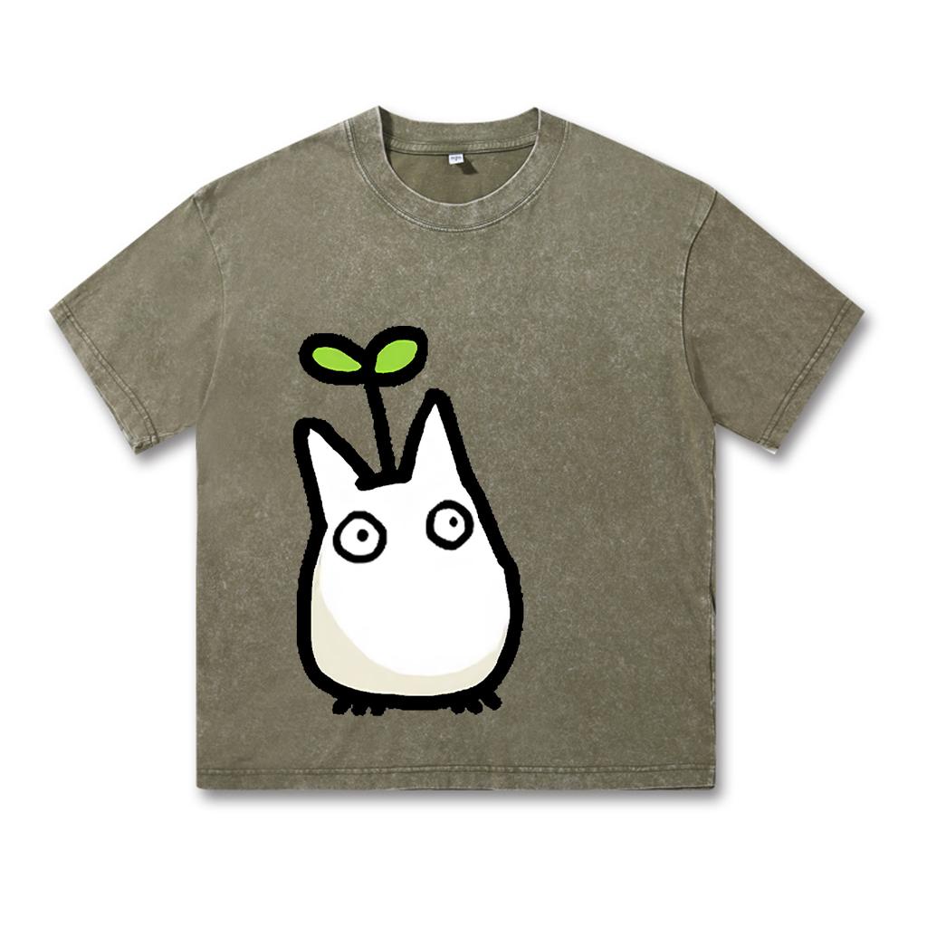 Футболка Studio Ghibli Футболка Totoro Осень-зима Японская футболка Аниме-принт Мужская футболка Ретро-стираемая винтажная футболка