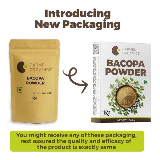 CARMEL ORGANICS Bacopa Monnieri 340 Gram Powder | Herbal Supplement for Focus, Memory & Stress Relief | Non-GMO | Neer Brahmi
