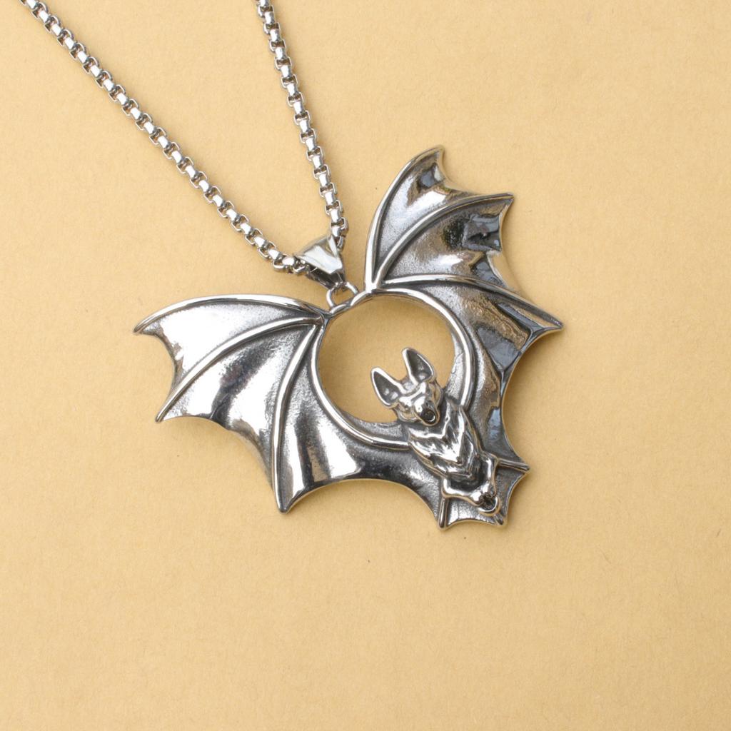 Ювелирное изделие из титановой стали, мужское ожерелье из нержавеющей стали, подарок на Хэллоуин в виде летучей мыши-вампира