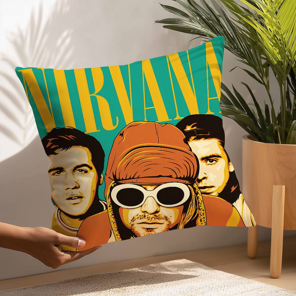 Классическая группа N-Nirvana Наволочка Квадратная Двусторонняя печать Чехол для подушки Для дивана Домашний декор Спальня Подарок