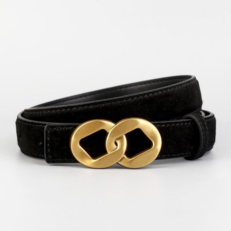 Genuine Twolayer Leather Belt For Women With Pin Buckle And Versatile Fashion Accessory