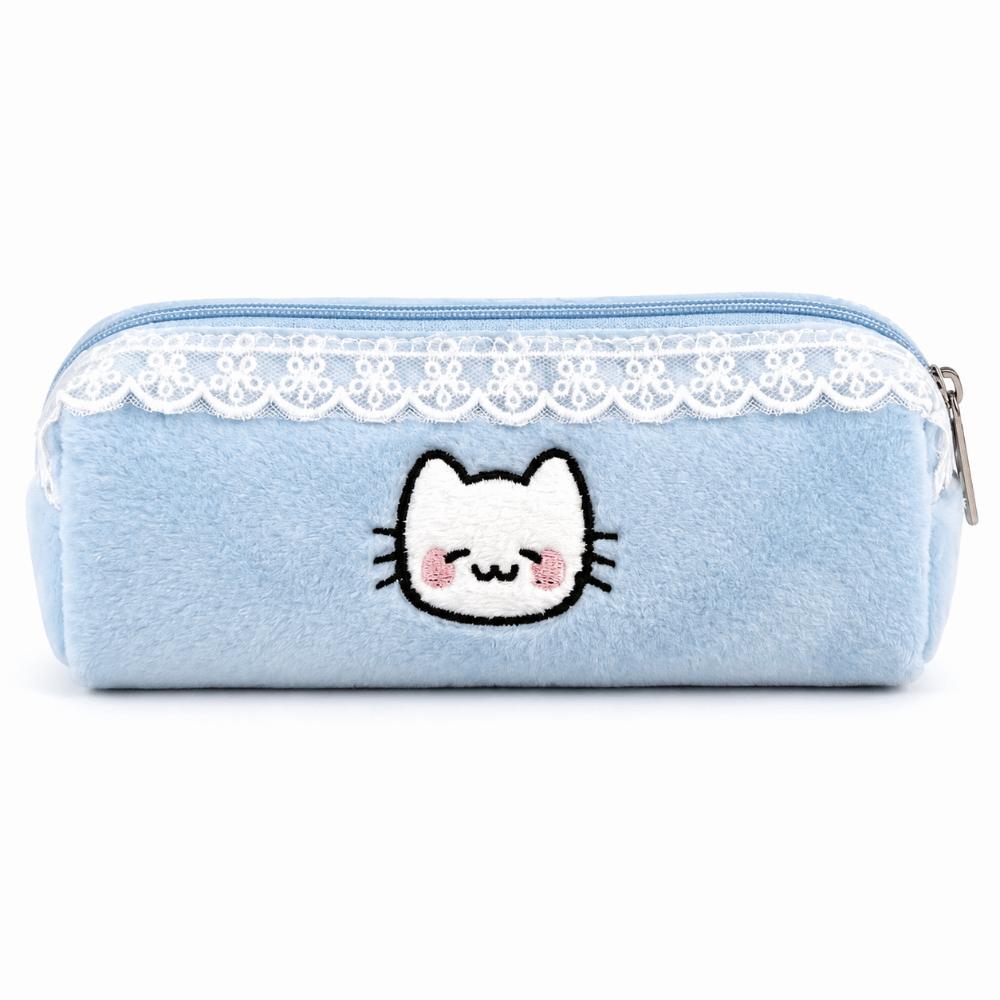 Plush Pencil Case Cat Embroidery Pencil Pouch Kawaii Stationery Pouch  School Supplies
