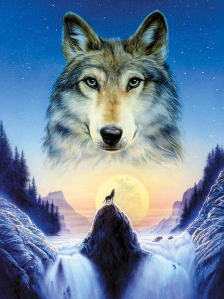 Diy 5d полная алмазная живопись, вышивка животных, квадратная круглая дрель, лес, лунный свет, волк, мозаика, украшение для мебели, подарок для хобби